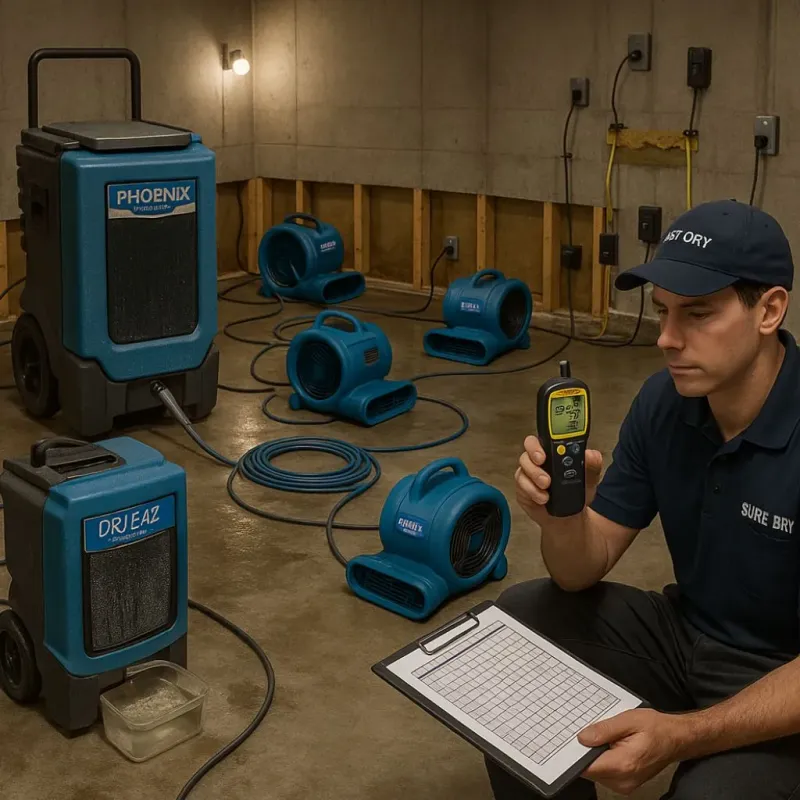 Structural Drying and Dehumidification process in Richwood, TX